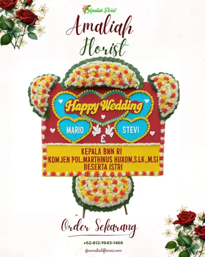 Karangan Papan Bunga Pernikahan di Manutapen